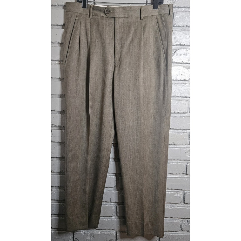 Salvatore Ferragamo Mens Wool Dress Pants Size Eu50 US 35x28 Brown Made In Italy